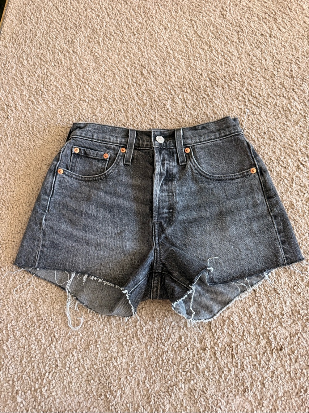 Levi’s High-Rise Black Denim Cutoff Shorts